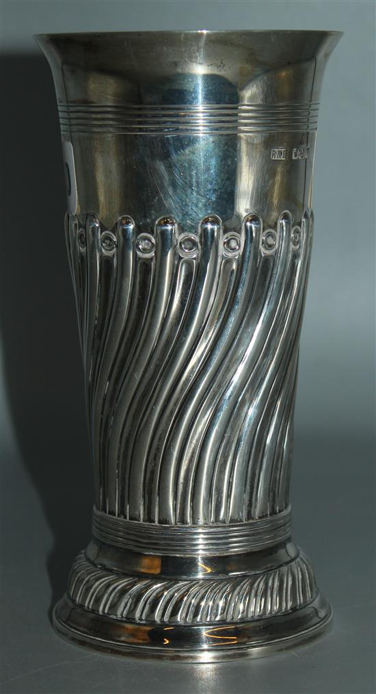 George V spiral fluted silver vase